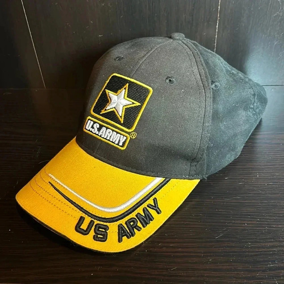 US Army Strong Star Go Army Reserve Baseball Cap Hat Black Yellow - Picture 1 of 10